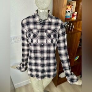Burberry Black Label Japan Plaid Long Sleeve Button-Up Shirt. Size 1